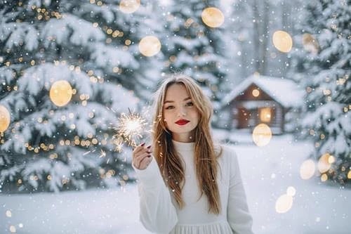 Holiday outfit user case - create glamorous festive portraits for holiday cards, invitations, and social media
