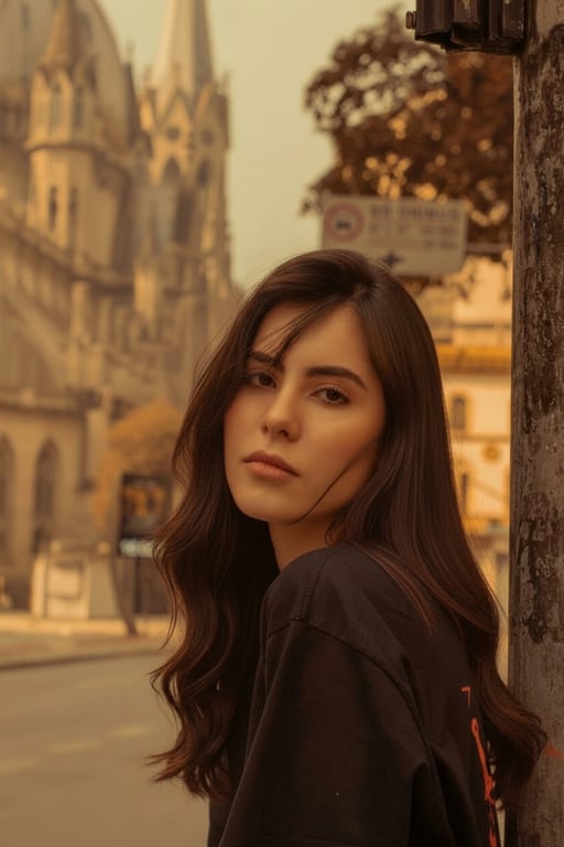 AI shorthair filter before photo - woman portrait with long hair