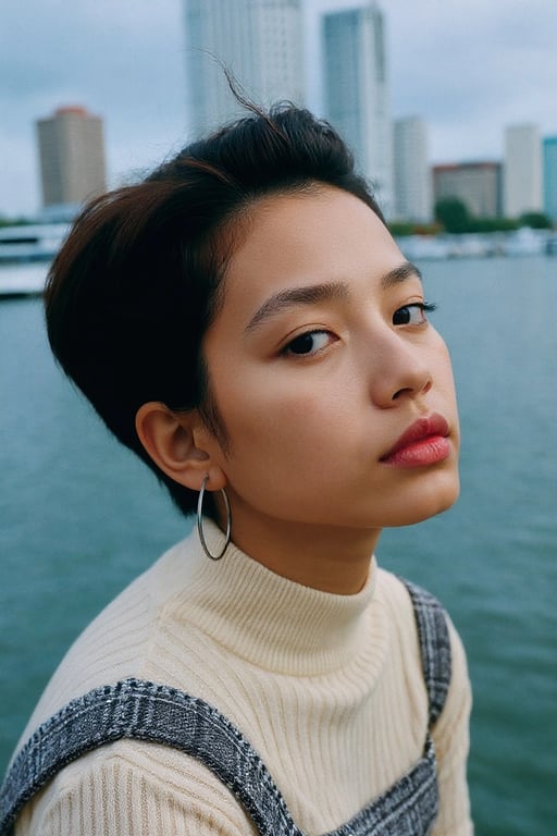 AI flip image filter after transformation - outdoor photo mirrored to create visual balance