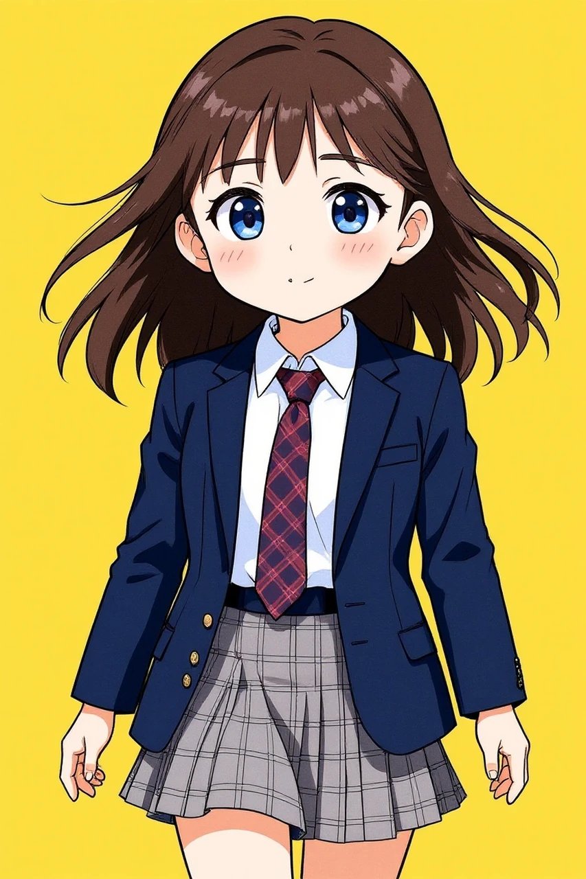 Manga art styles filter before photo - child portrait in everyday clothes under natural light