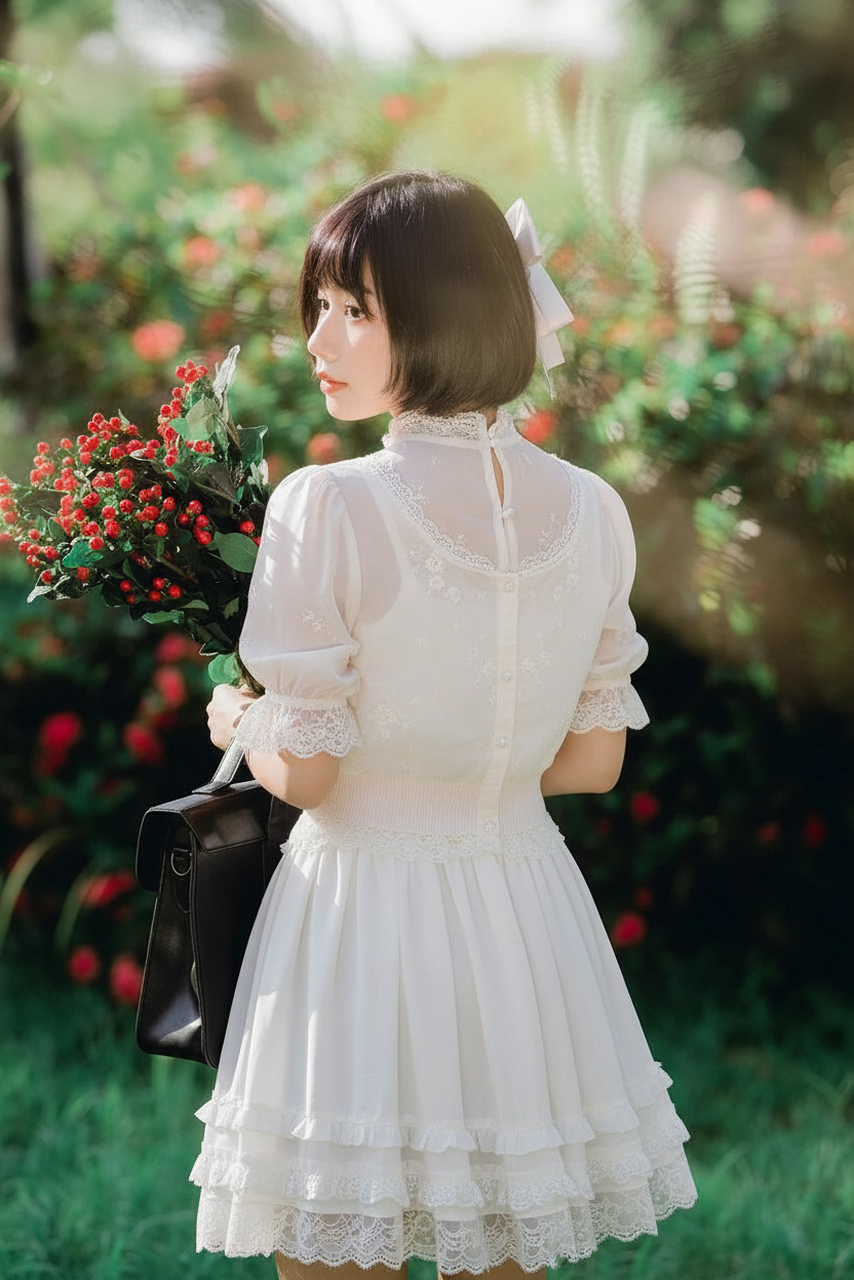 AI coquette outfits filter after transformation - creative portrait styled with dreamy coquette fashion