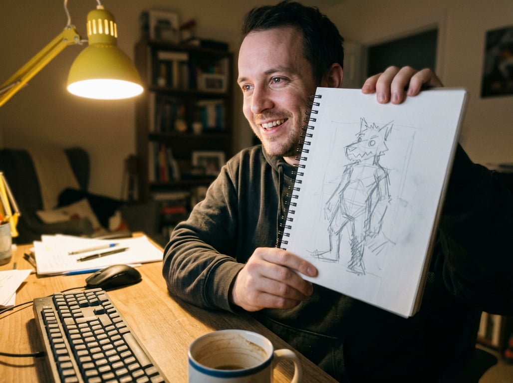 Convert the rough pencil sketc...
