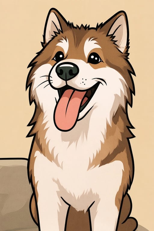 AI photo to cartoon style after pic - Cartoon style of Alaskan Malamute