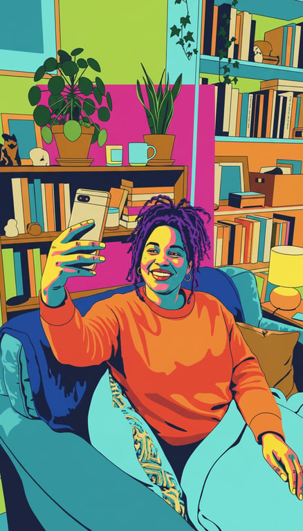 Convert the living room selfie...