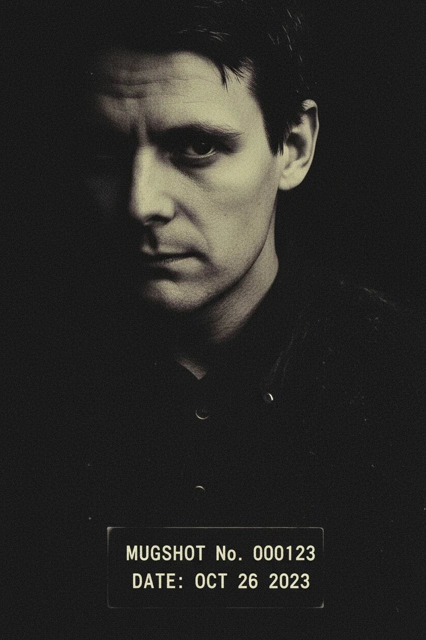 AI mugshot filter after transformation - selfie transformed into realistic mugshot portrait