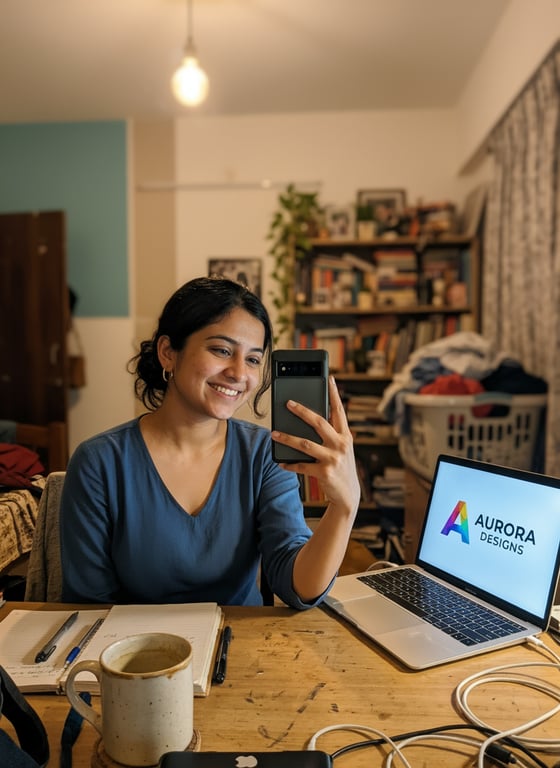 Transform this casual selfie i...