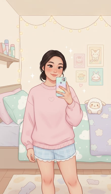 Redesign this mirror selfie in...