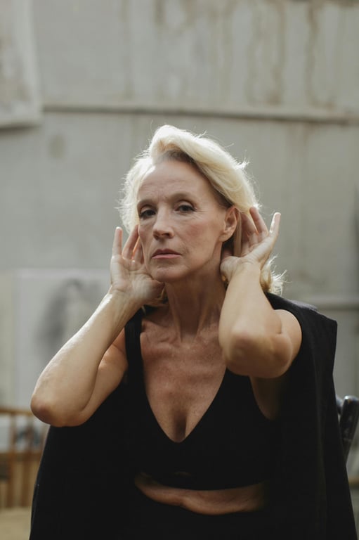 AI wrinkle remover filter before photo - studio photo showing natural facial wrinkles