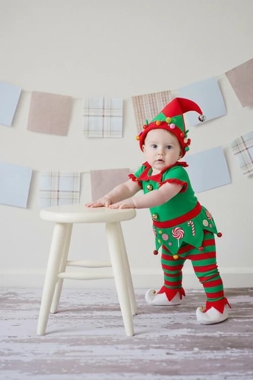 Christmas outfit after – person wearing a charming elf costume
