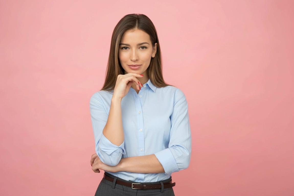 outfit generator ai after photo - woman wearing blue shirt