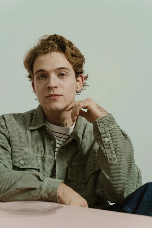 AI no beard filter after transformation - studio portrait with AI generated clean shaven look