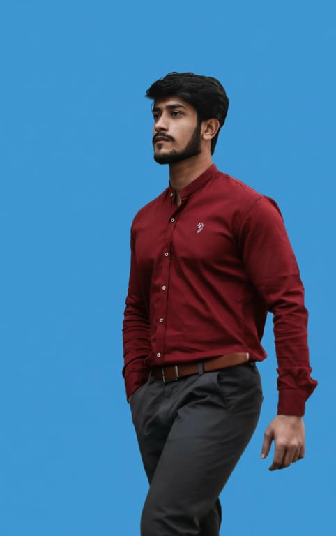 a portrait of a man with the background replaced by a solid vibrant blue color, making the subject stand out with high contrast