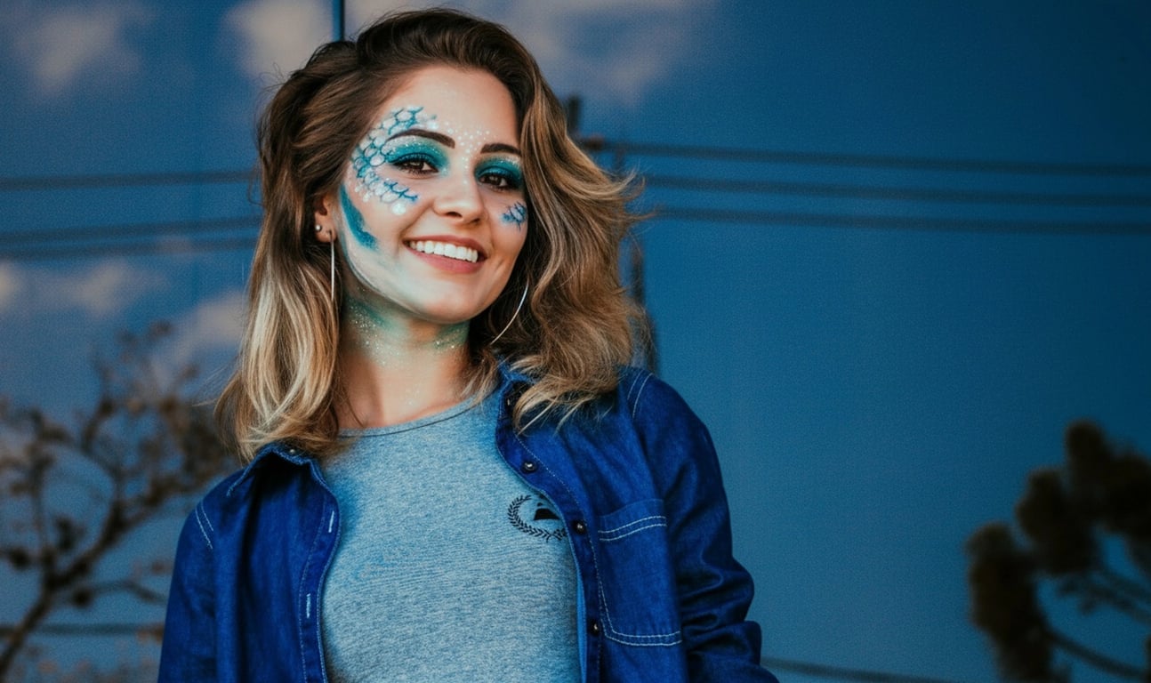 AI Mermaid filter after pic - subtle mermaid-style face paintin