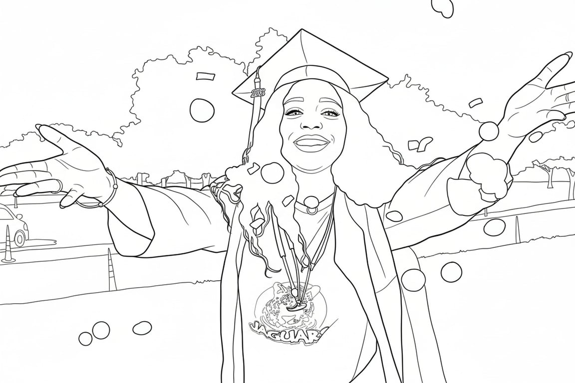 AI coloring page filter after transformation - casual portrait rendered as coloring outline