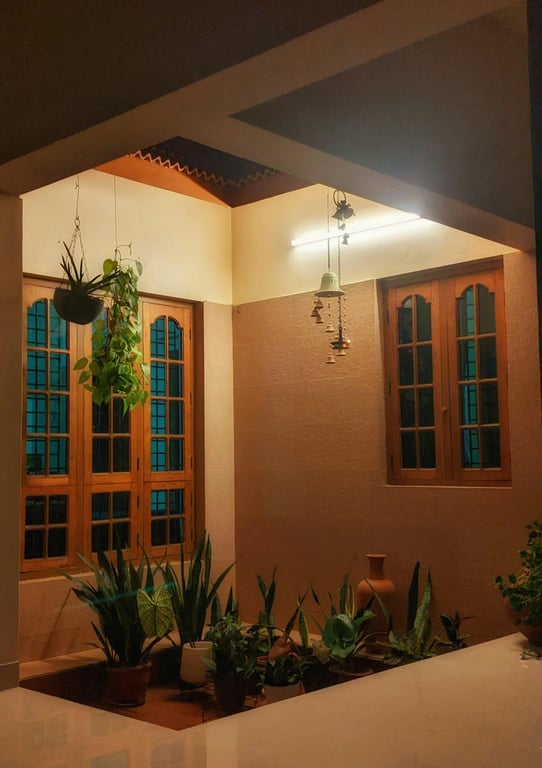 Christmas photo editor before photo - house with cozy light