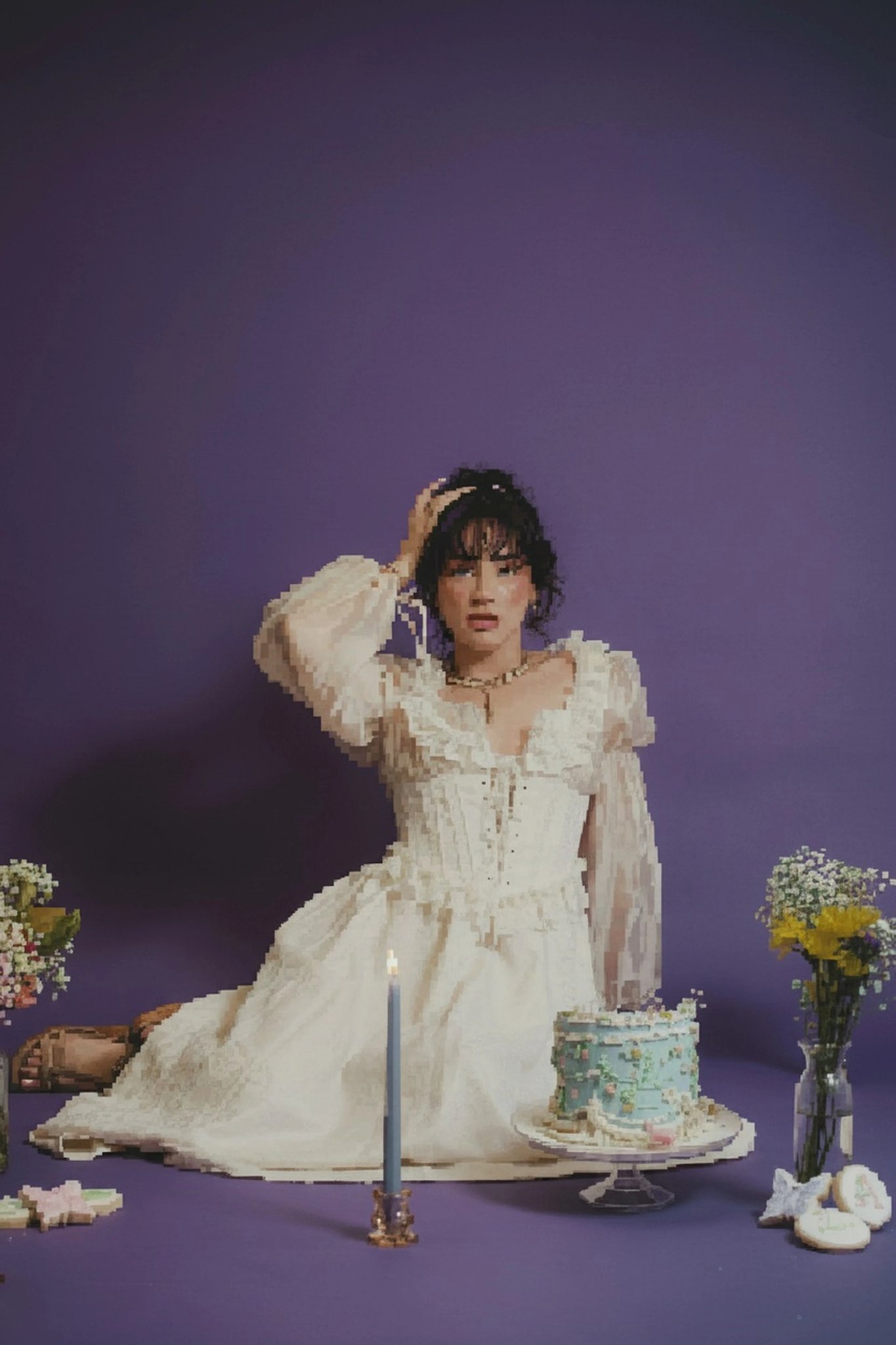 AI photo to pixel art filter after transformation - selfie converted into AI generated pixel art style