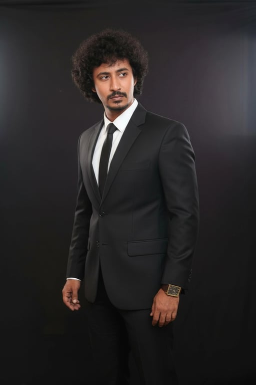 add suit to photo online free – after pic: man wearing dark gray suit and tie, studio lighting