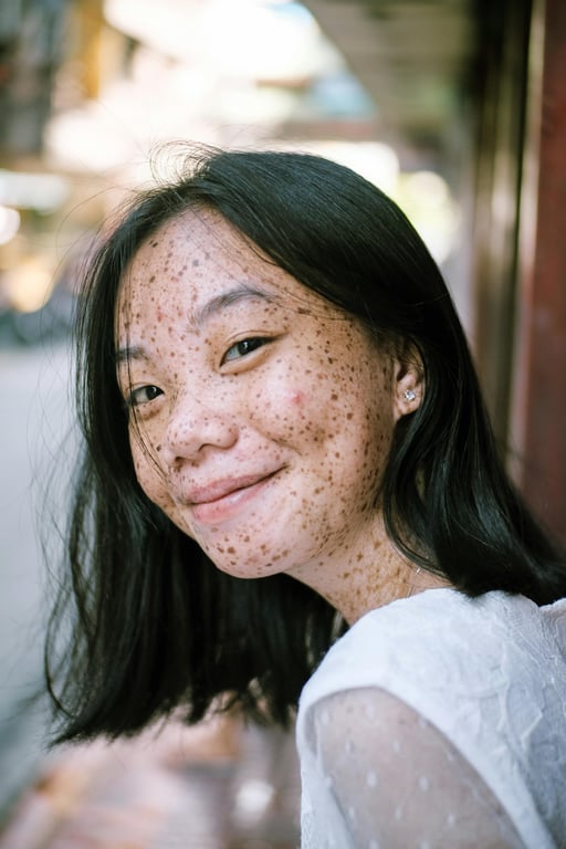 AI blemish remover before photo - outdoor photo with blemishes under natural light