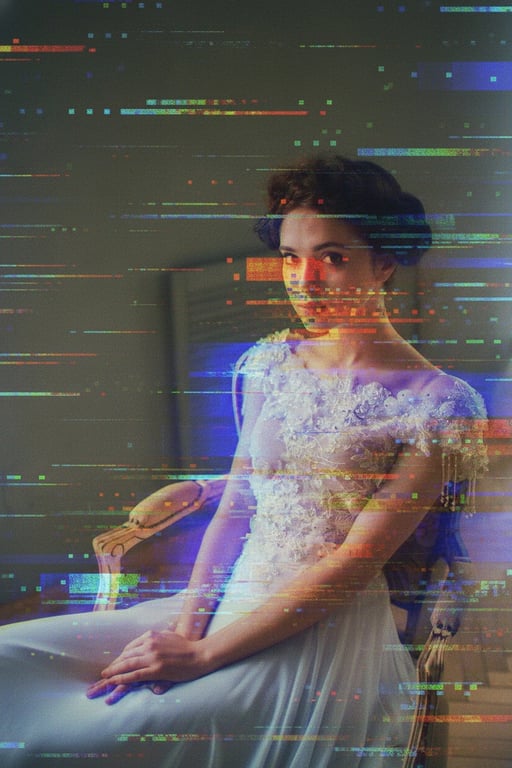 AI glitch effect filter after transformation - outdoor photo featuring chromatic glitch effect