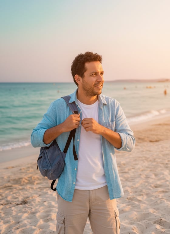 Convert this casual beach snap...
