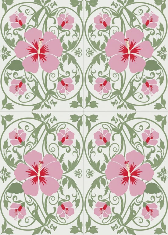 A floral photo transformed into an intricate, decorative vector pattern, with repeating elements and seamless tiling capability for use as wallpaper or fabric design.