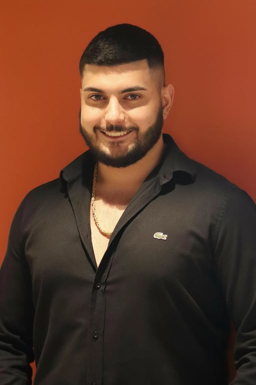 a portrait of a person edited to create a noticeably smaller face appearance by strongly compressing facial width from both sides, reducing cheek and jaw size, making the face appear slimmer and more compact relative to the head and body, with an obvious slimming result