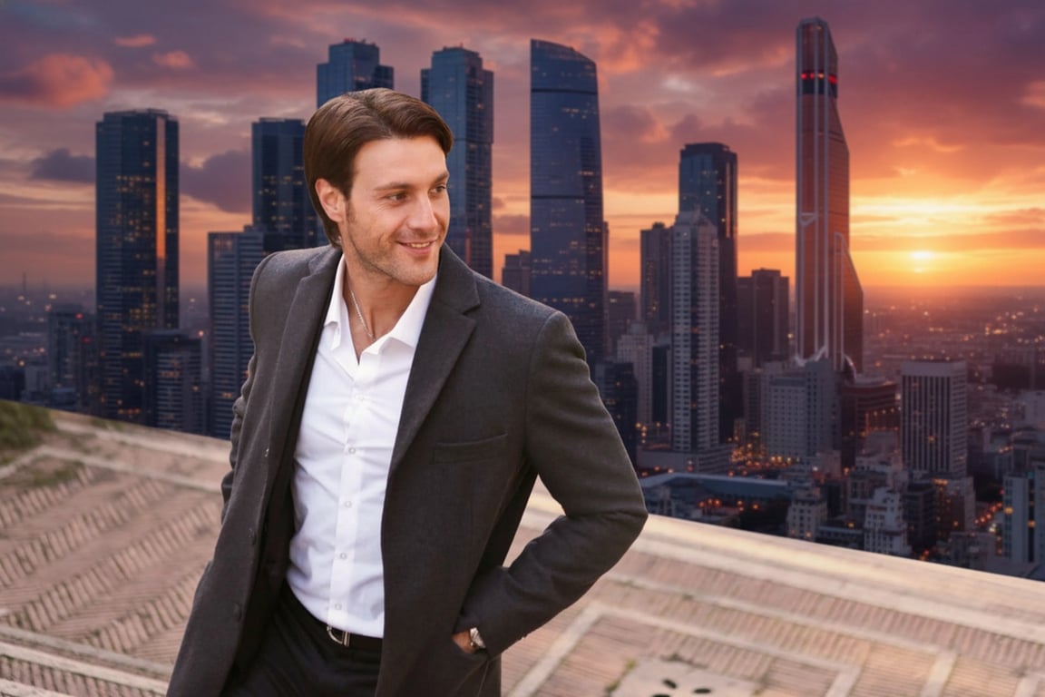 AI background generator after transformation - influencer photo with custom background scene