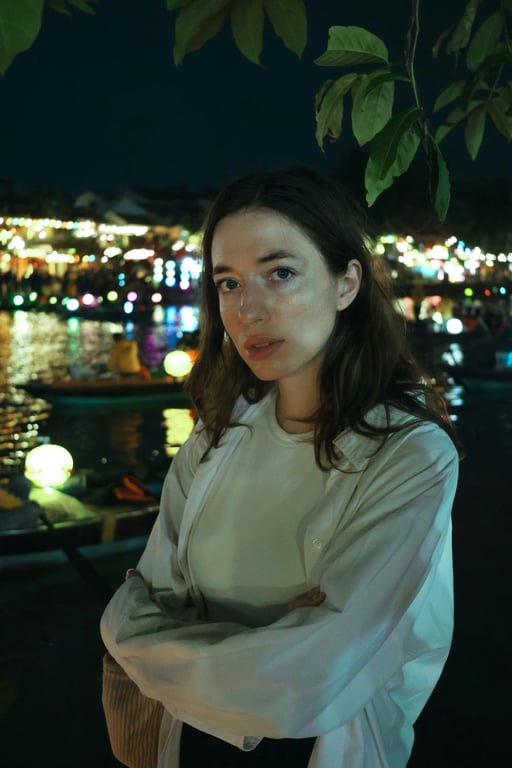 a portrait of a woman transformed into a sharp velvet blazer outfit with moody lounge lighting and sophisticated party atmosphere