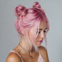 Pink double-bun hair