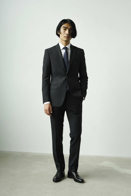 add suit to photo online free – after pic: man dressed in black formal suit, business portrait style