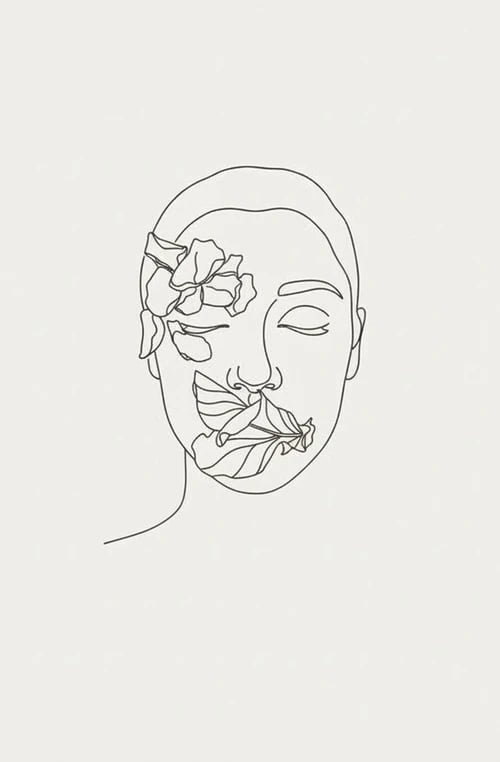 Photo to illustration after transformation - portrait simplified into clean line art