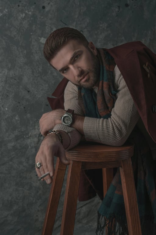 a portrait of a man, ai business portrait, sharp focus on face, professional haircut, subtle skin retouching, clean background.