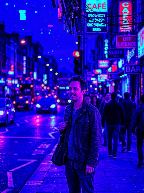 Convert this dusk street portr...