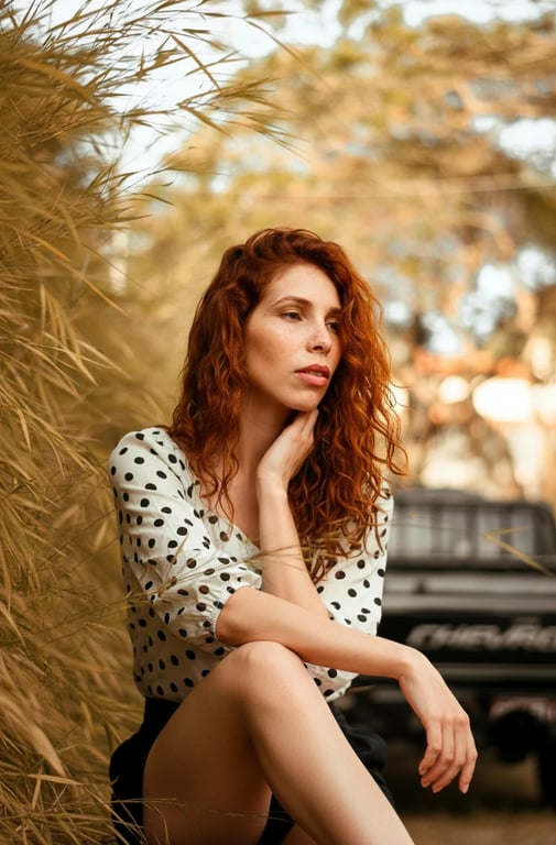 a portrait of a person transformed into a seated posture with legs crossed at the knee in a relaxed manner, torso upright, shoulders open, spine long; posture should convey ease and confidence rather than tension; maintain realistic joint angles; do not modify background