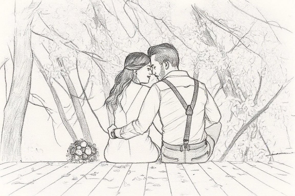 AI sketch filter after transformation - casual portrait with black and white line art style