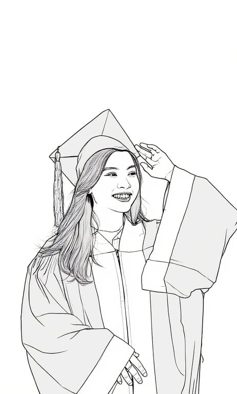 AI line drawing filter after transformation - full body photo with AI generated line drawing effect