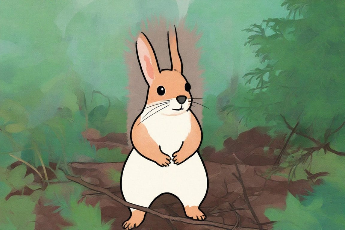 AI photo to cartoon style before pic - cartoon style of red squirrel