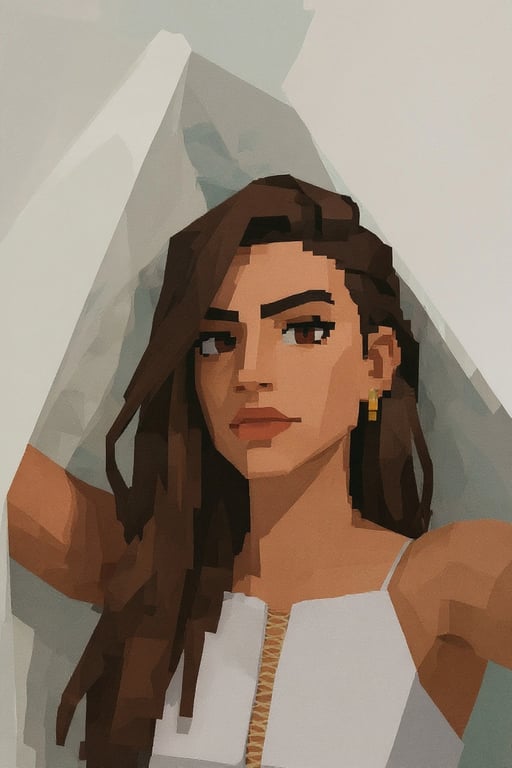 AI PS2 filter after transformation - fashion portrait with vintage console rendering style