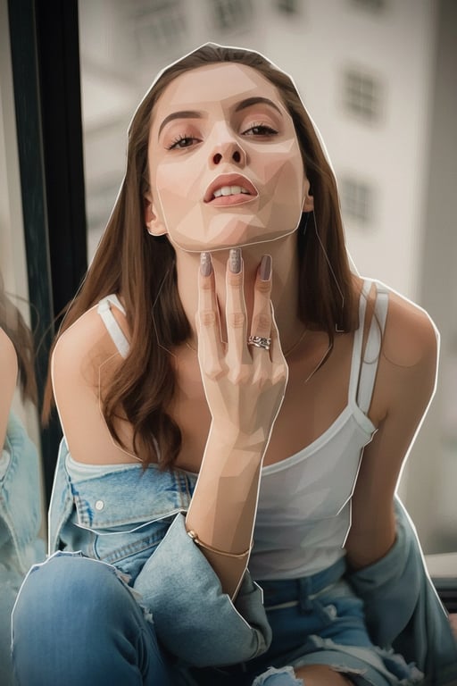 AI PS2 filter after transformation - influencer photo with pixelated game look