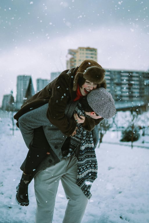 AI Christmas background free before photo - couple pic in snow