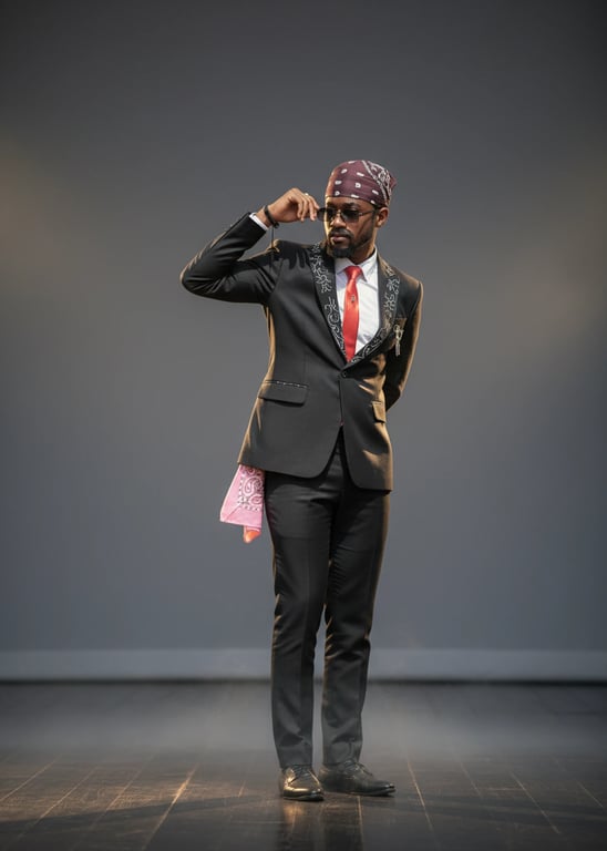 Idol Outfits filter after transformation - portrait in a refined idol suit with clean stage mood