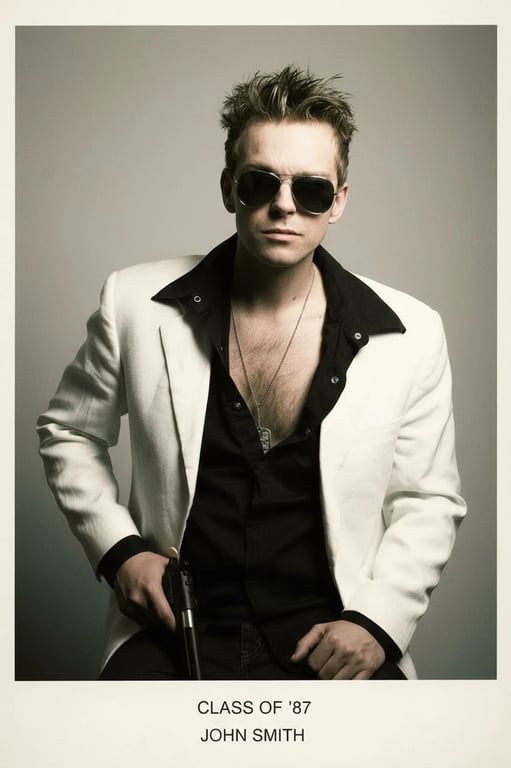 AI generated yearbook filter after transformation - image with nostalgic vintage background and tone