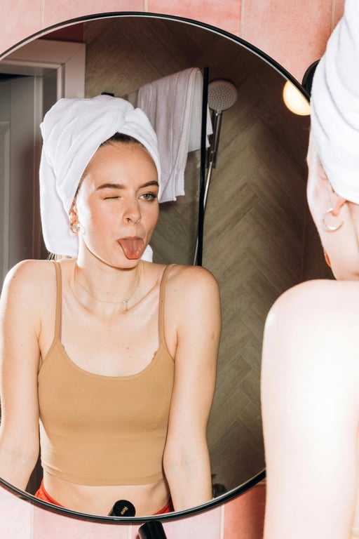 AI breast reduction filter after transformation - fashion portrait with refined upper body contour