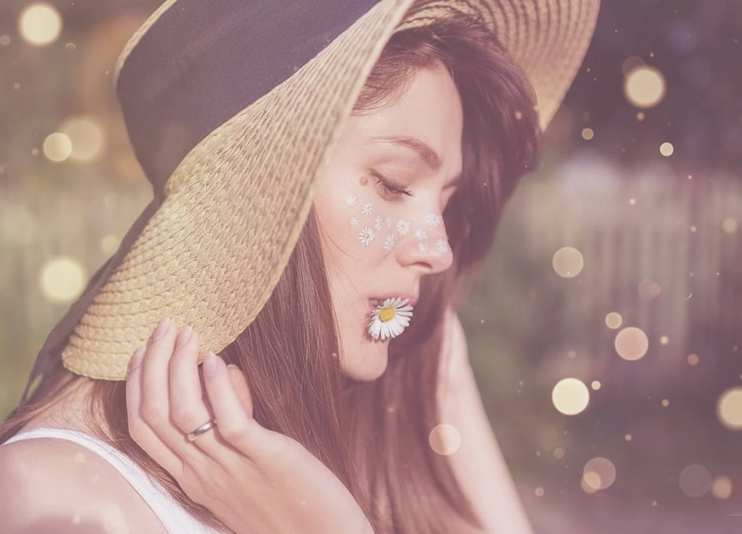 AI aesthetic filter after transformation - fashion portrait enhanced with muted pastel aesthetic