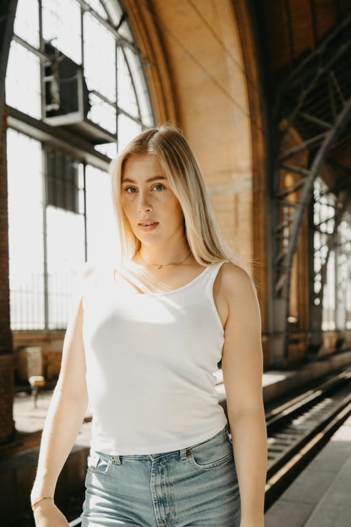 Generate lightweight air bangs with a semi-transparent, wispy appearance, leaving subtle gaps between strands. Adjust thickness and spacing based on forehead width and hairline shape, ensuring the bangs look airy, natural, and softly layered rather than heavy or pasted on.