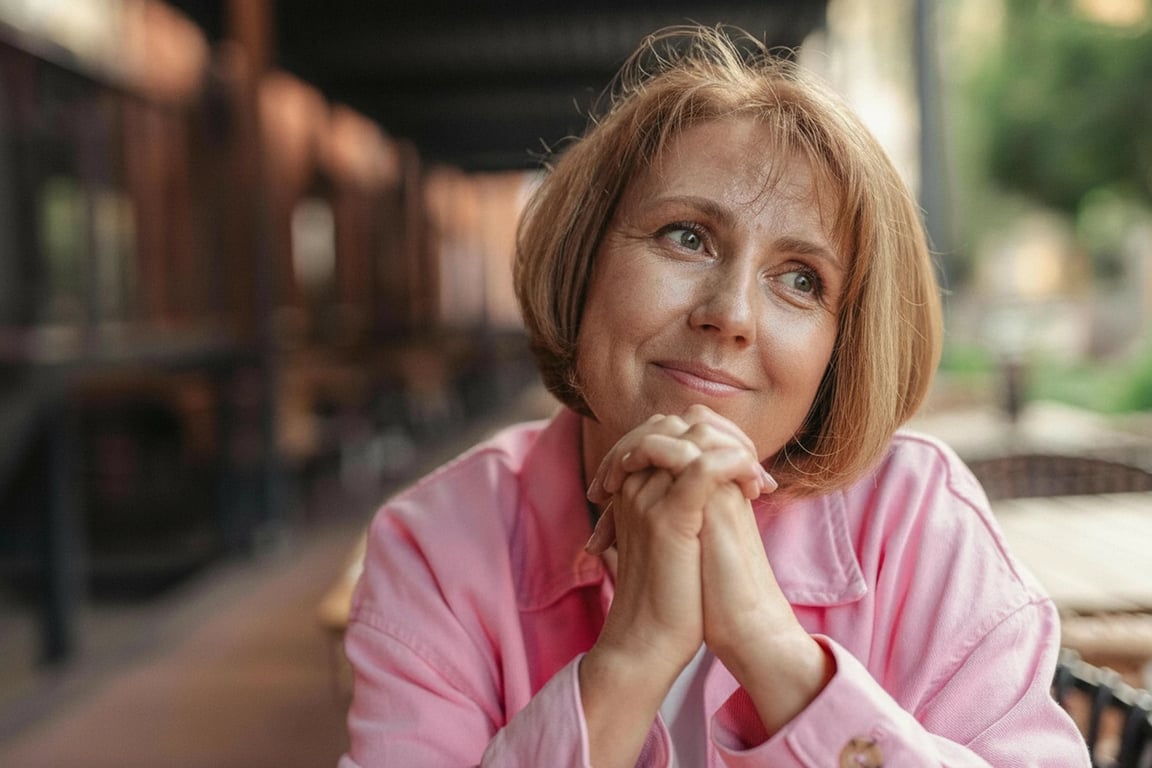 a portrait of a woman with natural eye bag removal, reducing under-eye shadows and smoothing skin for a well-rested appearance