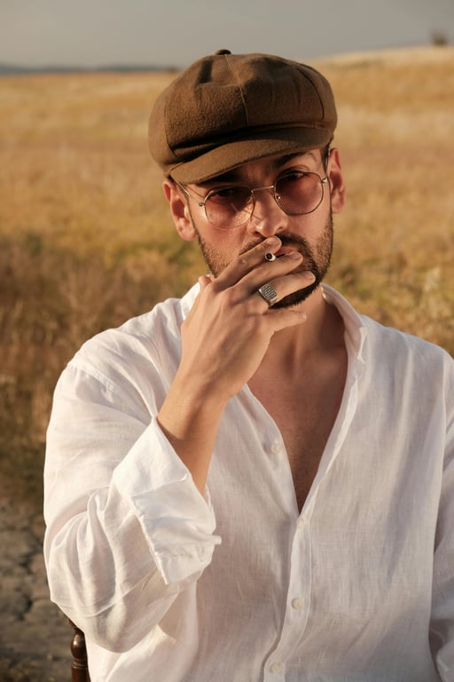 a portrait of a person styled with classic Polaroid visuals, showing pastel-like colors, even exposure, gentle edge fade, and subtle film softness