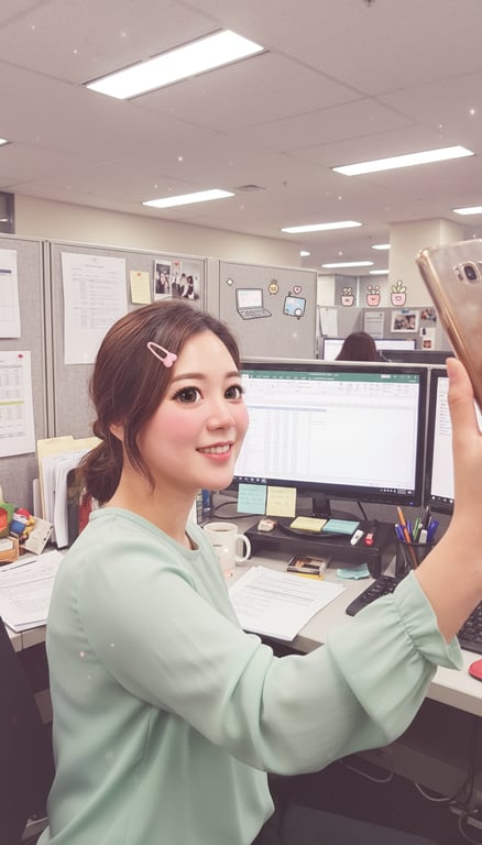 Transform this office selfie i...
