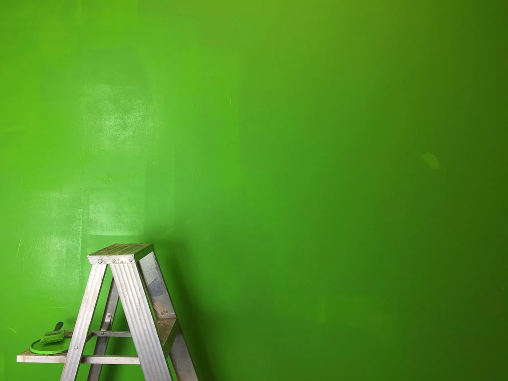 AI green screen remover before photo - green chair positioned on green studio floor