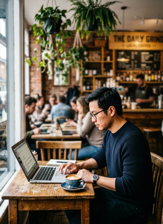 Refine this café scene into a ...